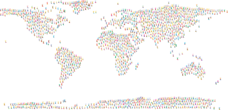 Prismatic Peace Sign Silhouette Smoothed World Map 2 No Background