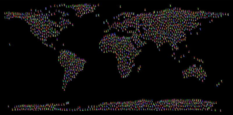 Prismatic Peace Sign Silhouette Smoothed World Map 3