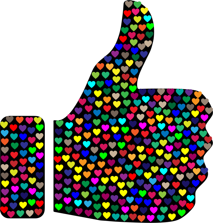 Prismatic Hearts Thumbs Up Silhouette