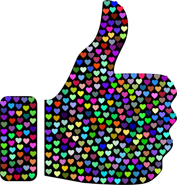 Prismatic Hearts Thumbs Up Silhouette 2