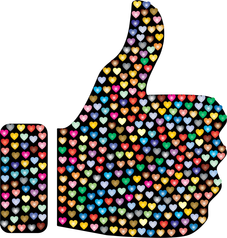 Prismatic Hearts Thumbs Up Silhouette 3