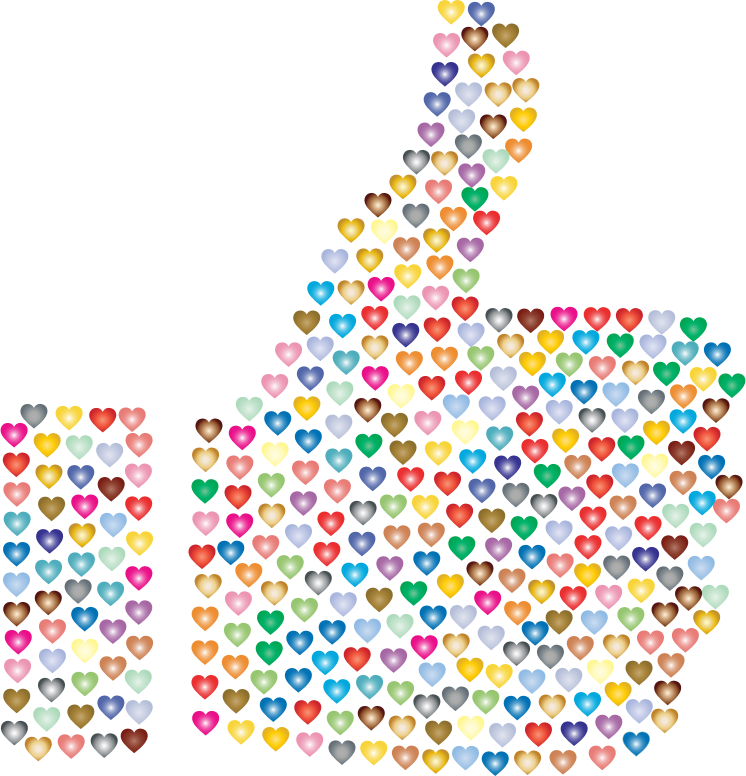 Prismatic Hearts Thumbs Up Silhouette 3 No Background