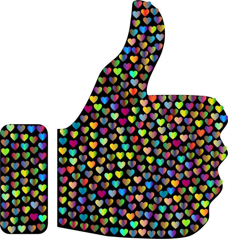 Prismatic Hearts Thumbs Up Silhouette 4