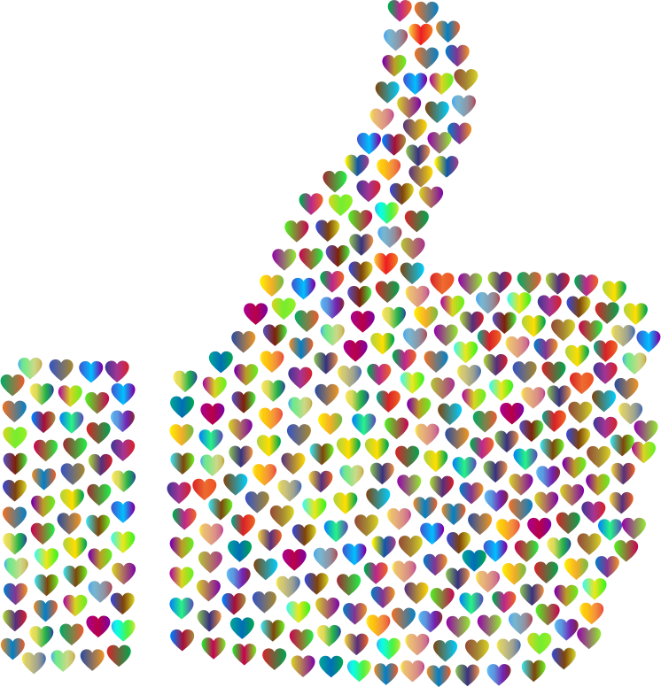 Prismatic Hearts Thumbs Up Silhouette 4 No Background