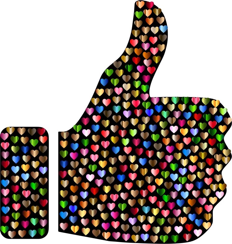 Prismatic Hearts Thumbs Up Silhouette 6