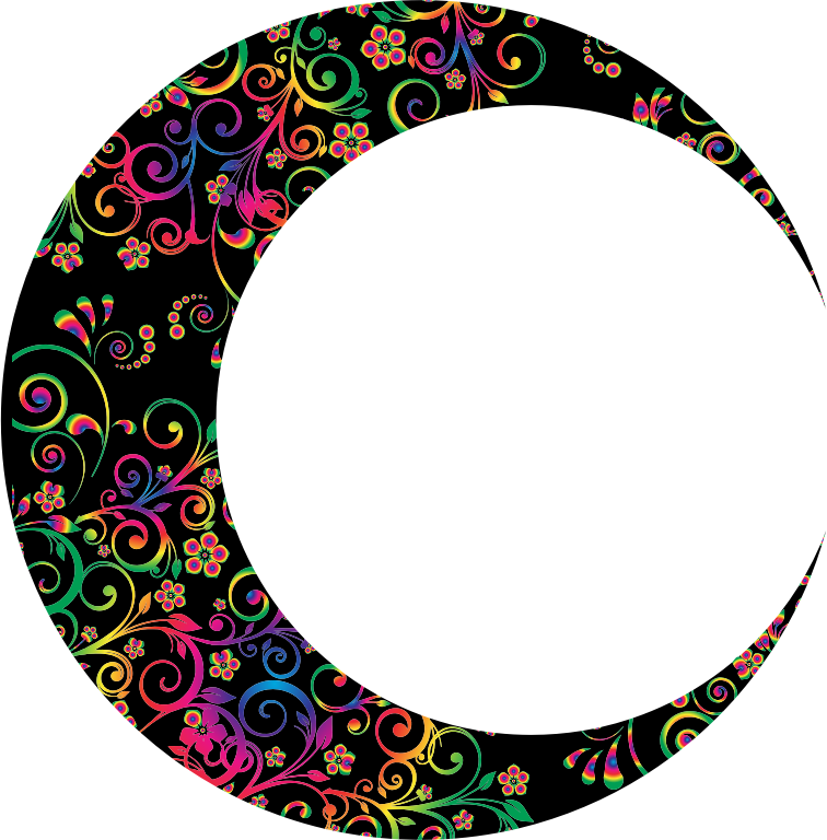 Prismatic Floral Crescent Moon Mark II 6 - Openclipart