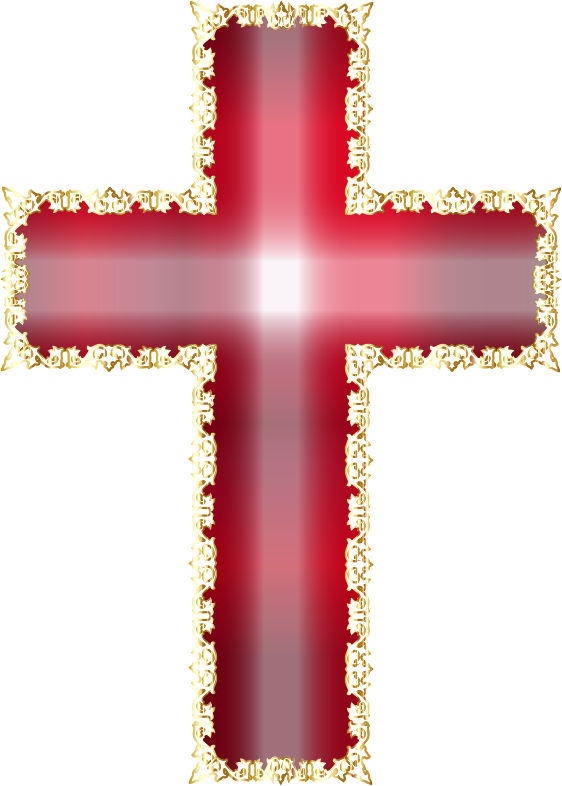 Golden Decorative Flourish Silhouette Cross No Background