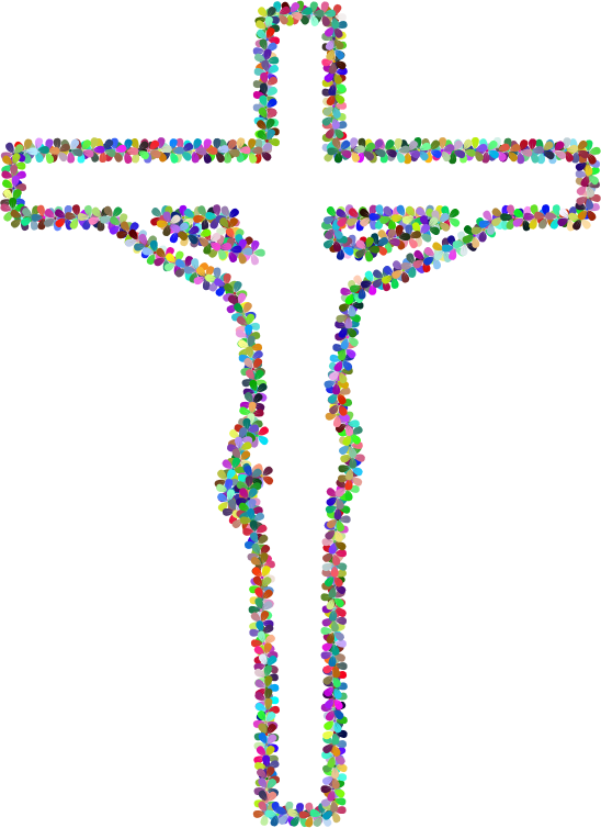 Prismatic Floral Crucifix Outline