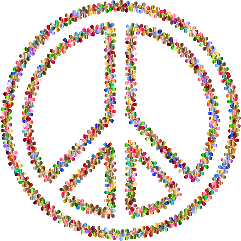 Prismatic Floral Peace Sign Outline 3 No Background