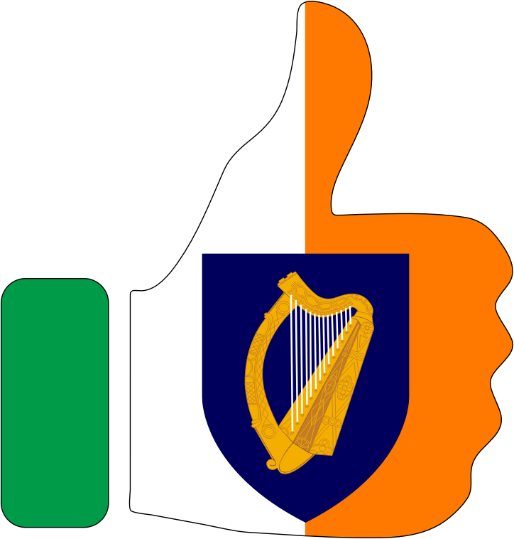 Thumbs Up Ireland With Stroke And Coat Of Arms