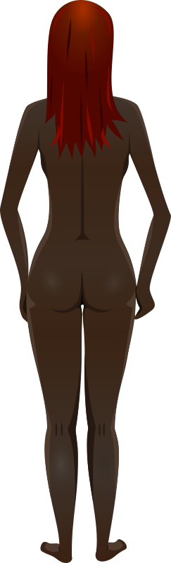 Young lady (dark skin, naked, red hair)
