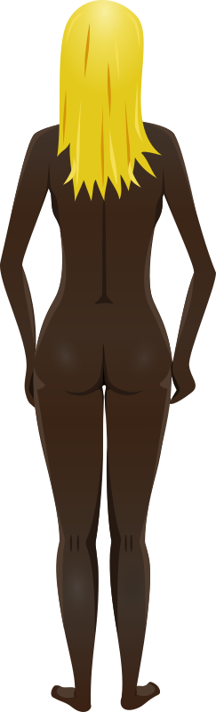 Young lady (dark skin, naked, blonde hair)