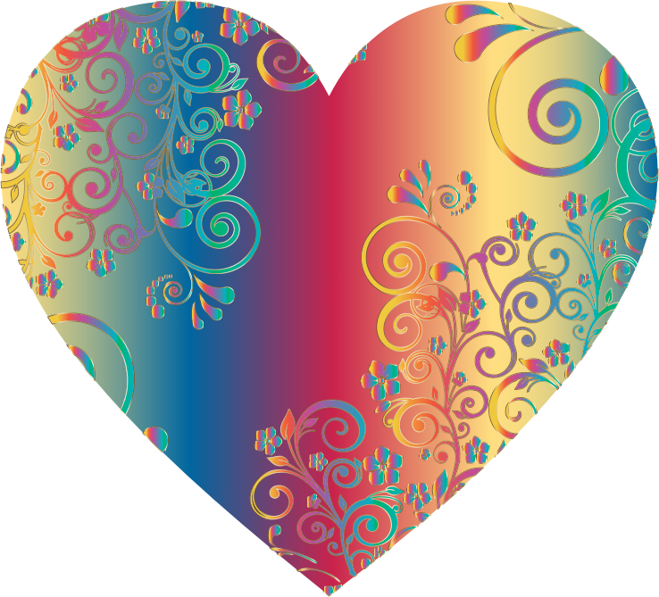 Prismatic Floral Flourish Heart 10