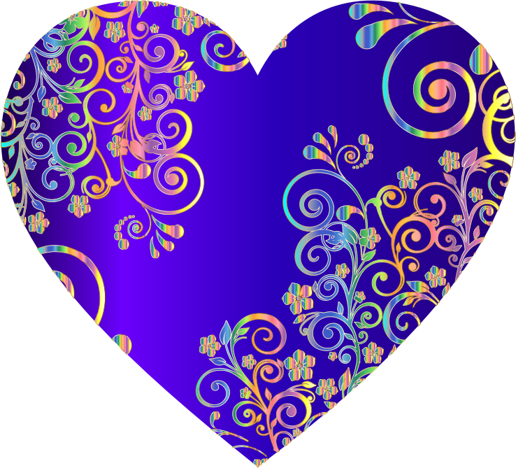 Prismatic Floral Flourish Heart 15