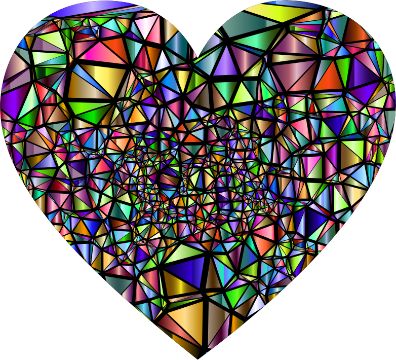 Low Poly Shattered Chromatic Heart With Background