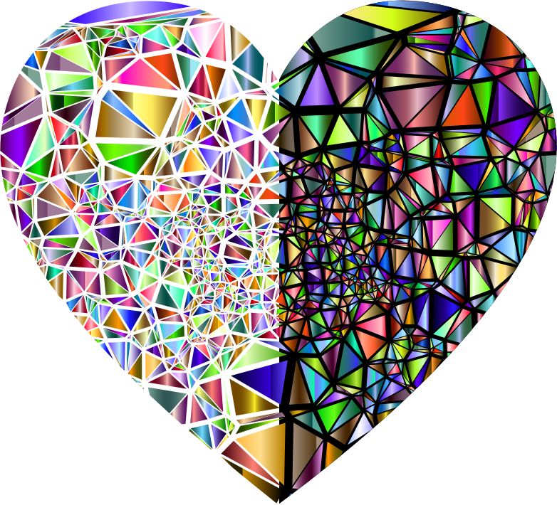 Low Poly Shattered Chromatic Heart With Background 2
