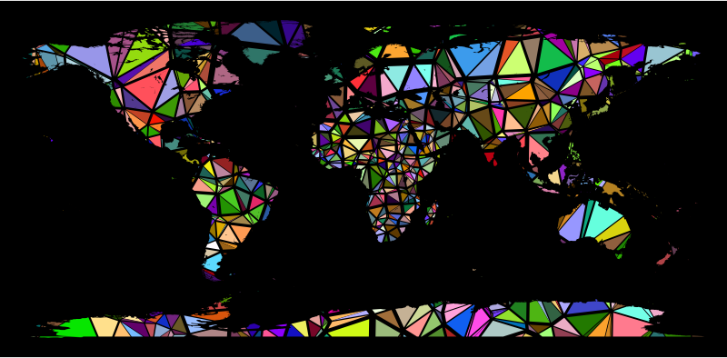 Low Poly Shattered World Map