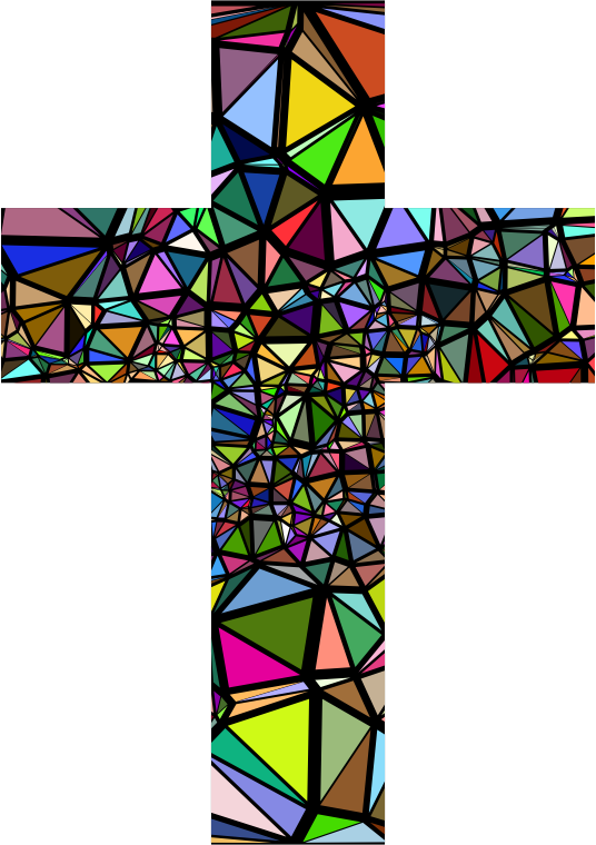 Low Poly Stained Glass Cross With Background