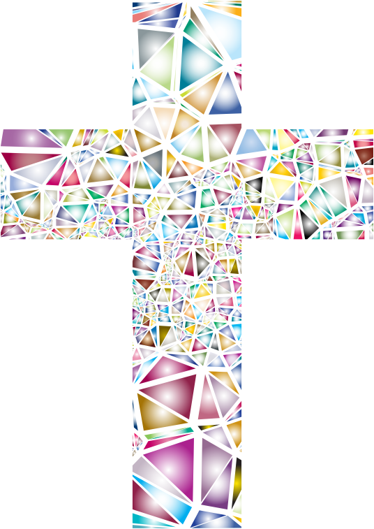 Low Poly Stained Glass Cross 2 No Background