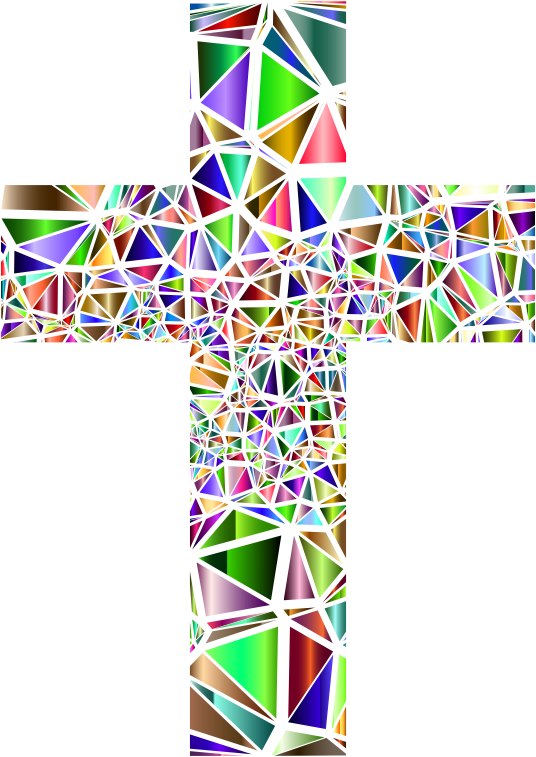 Low Poly Stained Glass Cross 5 No Background - Openclipart