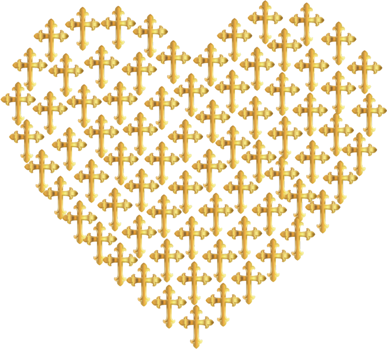 Love Heart Crosses Gold No Background