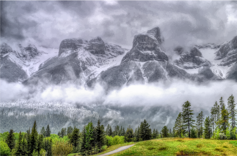 Fog Enshrouded Mountains