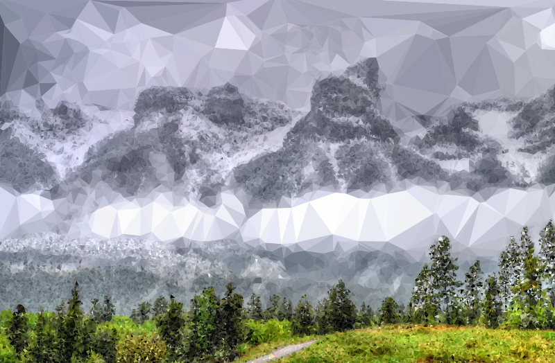 Low Poly Fog Enshrouded Mountains