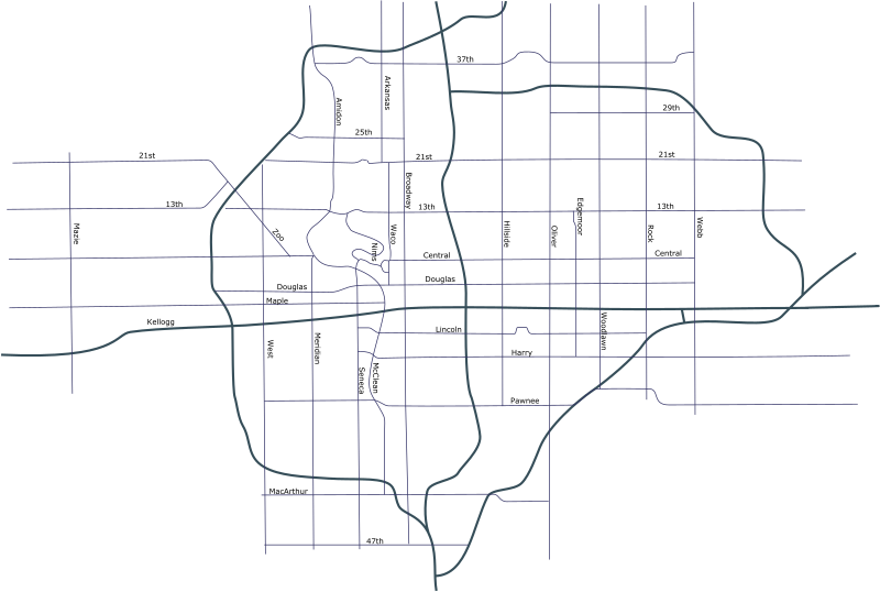 Street Map Of Wichita Ks Street Map Of Wichita Kansas - Openclipart