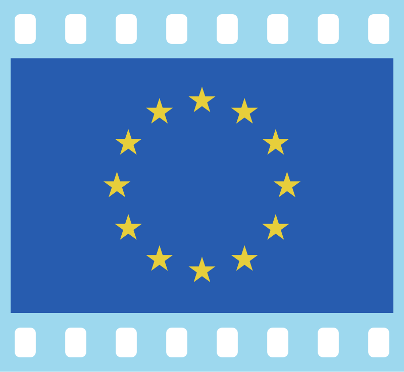 Flag of Europe in a 35 mm film frame (positive)