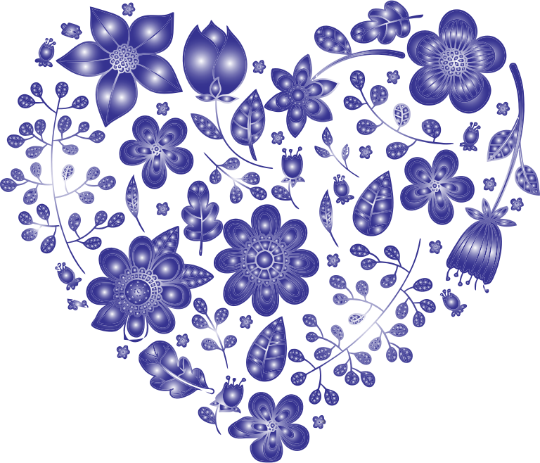 Violet Floral Heart No Background