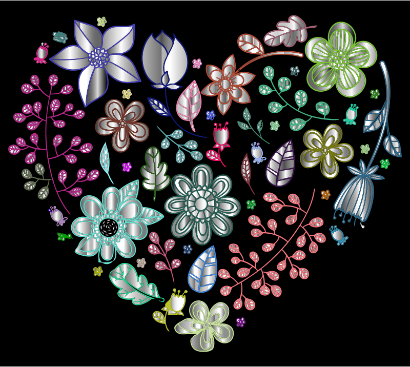 Prismatic Psychedelic Floral Heart 3