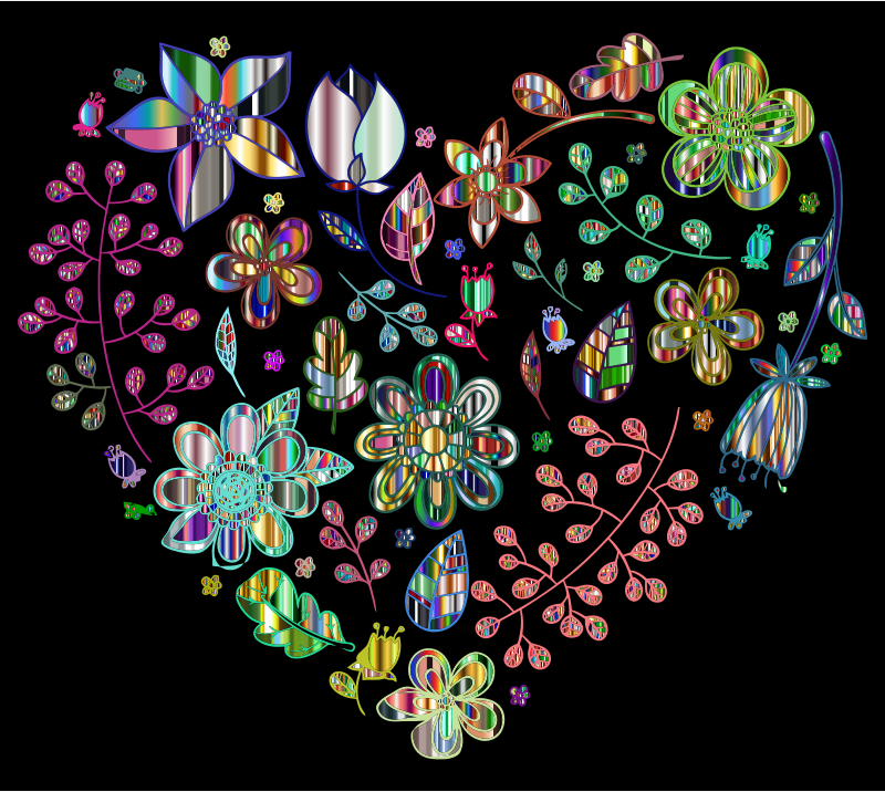 Prismatic Psychedelic Floral Heart 6