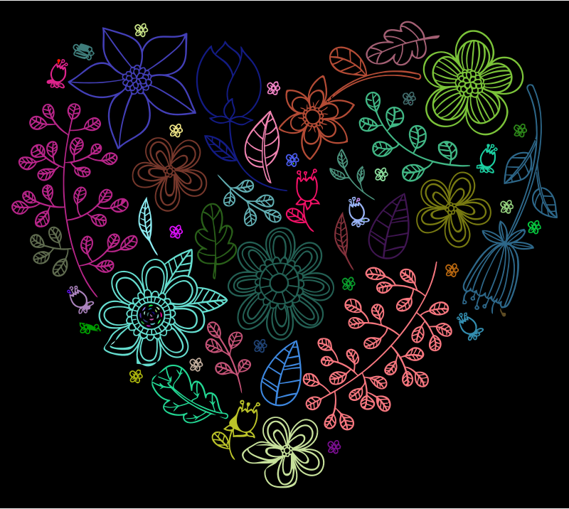 Prismatic Neon Floral Heart