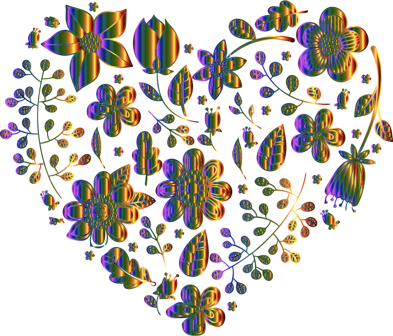 Chromatic Floral Heart No Background