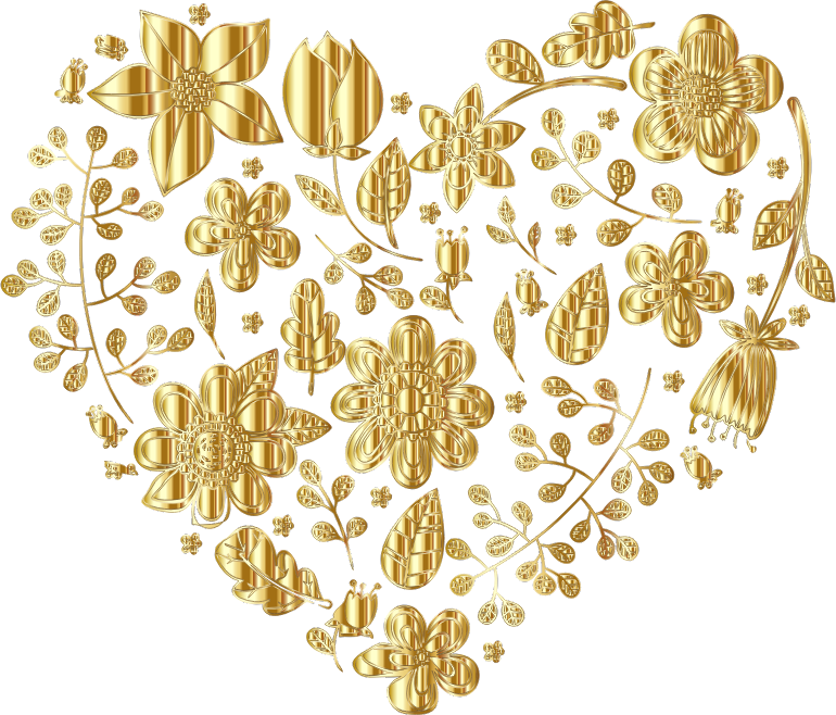 Gold Floral Heart Variation 2 No Background