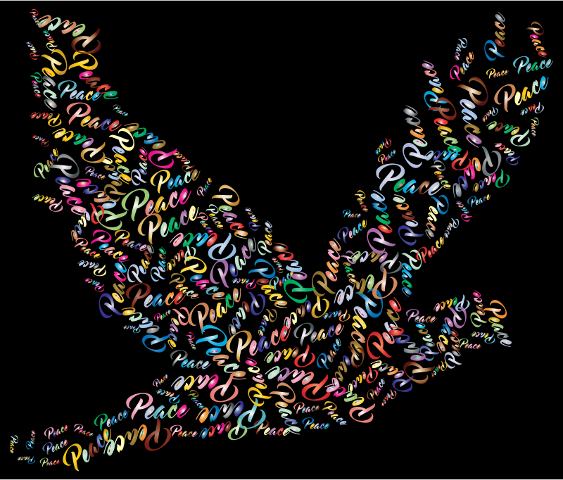 Prismatic Flying Peace Dove Typography 2