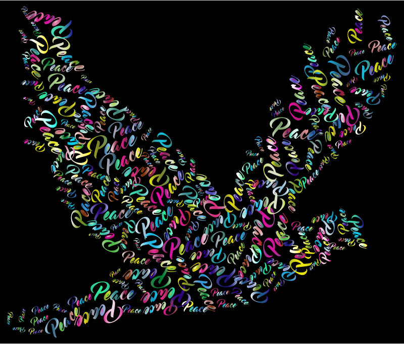 Prismatic Flying Peace Dove Typography 3
