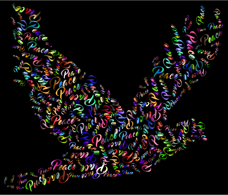 Prismatic Flying Peace Dove Typography 4