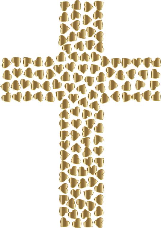 Golden Hearts Cross No Background