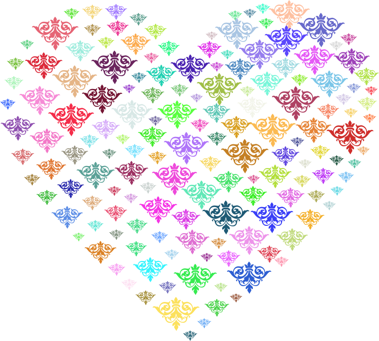 Prismatic Damask Heart No Background