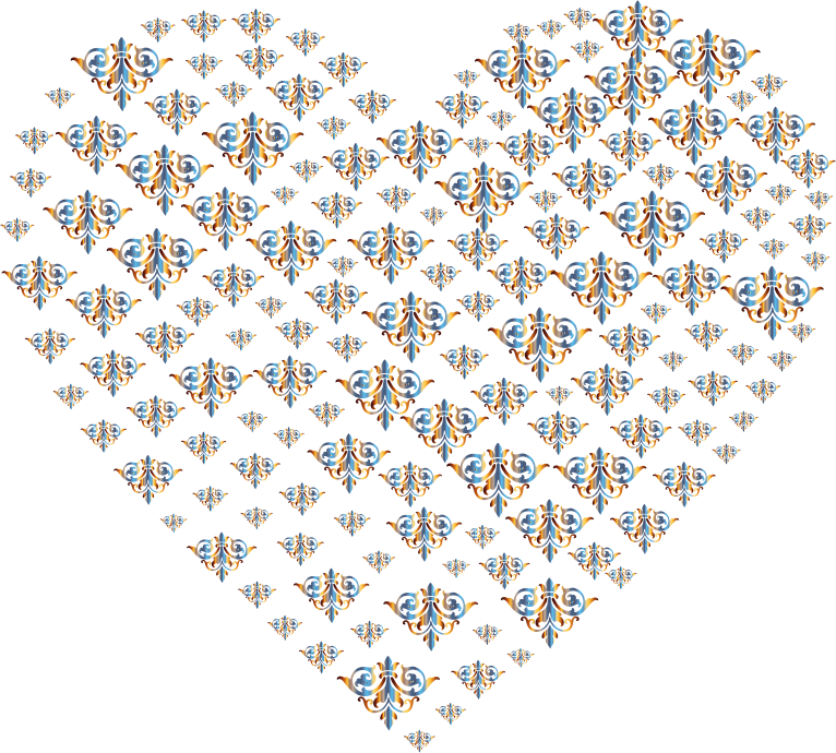 Chromatic Damask Heart No Background