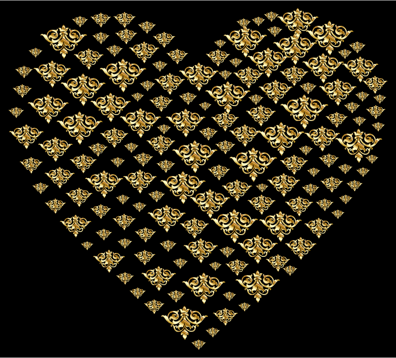 Gold Damask Heart