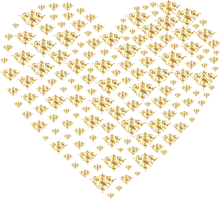 Gold Damask Heart No Background