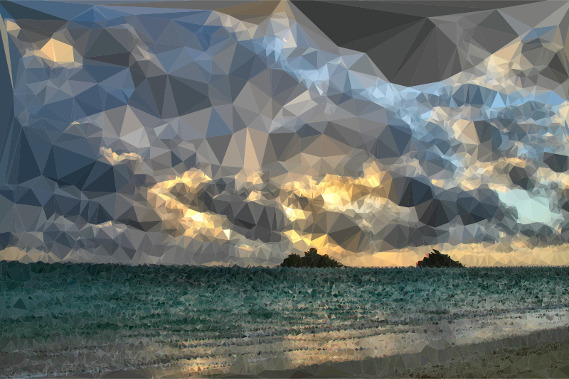 Low Poly Distant Beach Sunrise