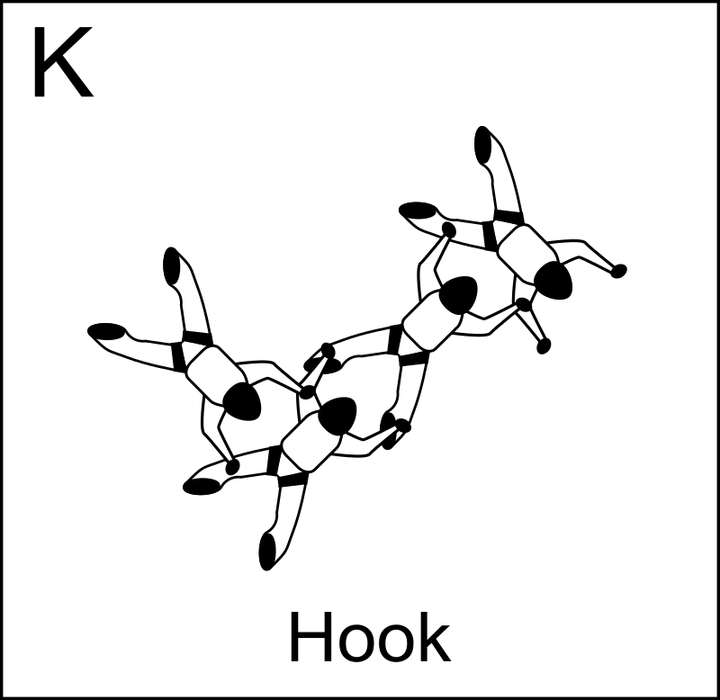 Figure K - Hook, Vol relatif à 4, Formation Skydiving 4-Way