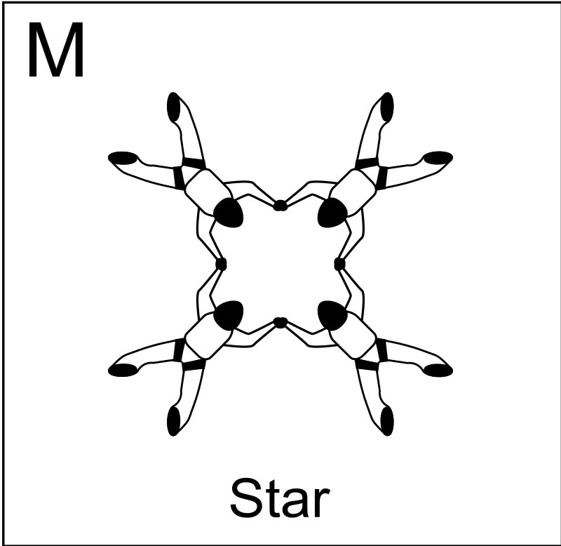 Figure M - Star, Vol relatif à 4, Formation Skydiving 4-Way