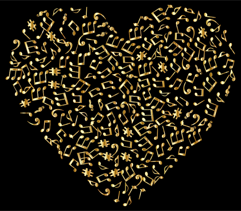 Gold Musical Heart 4