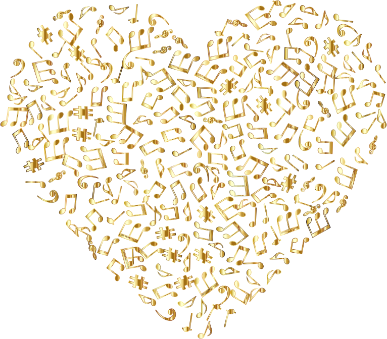 Gold Musical Heart 4 No Background