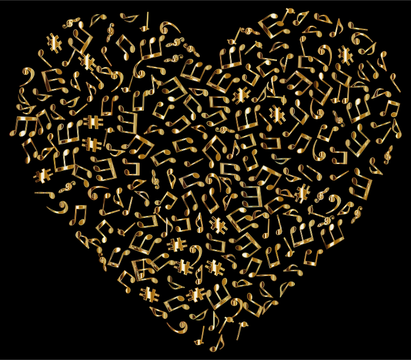 Gold Musical Heart 4 2