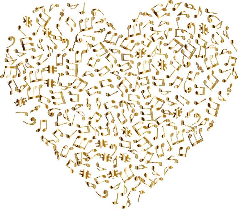 Gold Musical Heart 4 2 No Background